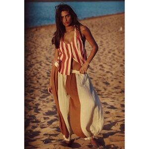 NWT Free People Coconut Set Wide Leg Pants Vest Matching 100% Cotton Two Piece